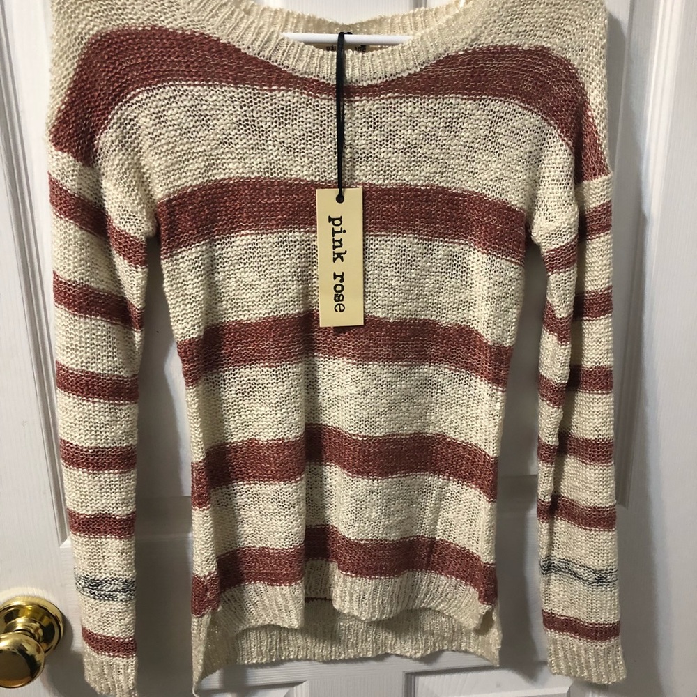 pink & cream knit sweater